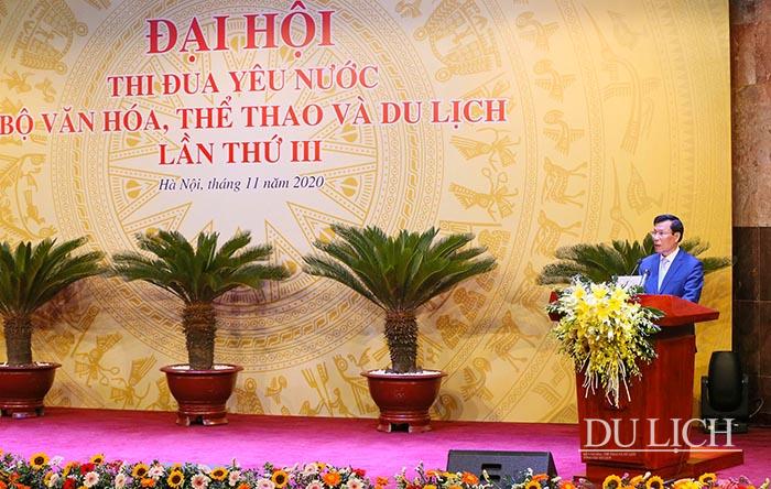 Bộ trưởng Bộ VHTTDL Nguyễn Ngọc Thiện phát biểu khai mạc Đại hội